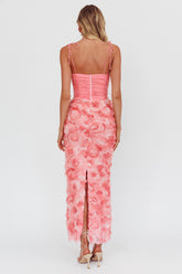Love & Honor Textured Floral Maxi Dress Pink